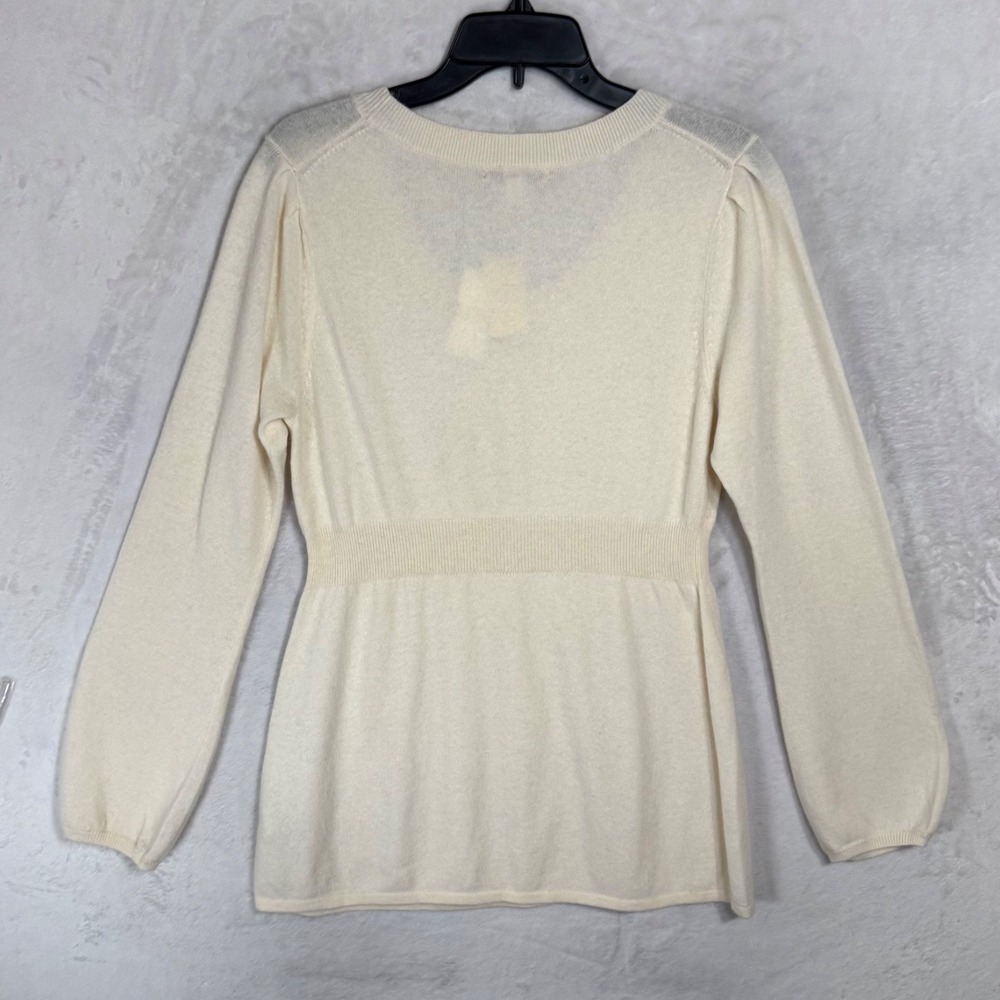 NWT Y2K Banana Republic Cream Babydoll Sweater Size L‎ Bell Sleeve Wool Cashmere - Picture 4 of 16